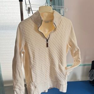 L.L. Bean Off-White Quilted Women's Half-Zip Sweatshirt